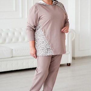 Casual Sport Set XL /XXL Set 2-Pieces Outfit Women Pants & Jacket Hooded