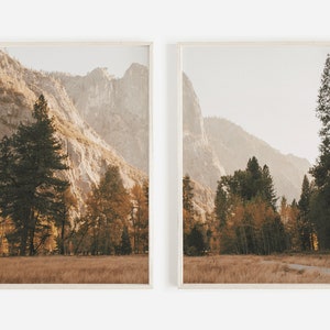 Herbstwald Print-Set, 2 Drucke, Wald Poster Set, Herbst Bäume Fotografie, Berg Wand Kunst