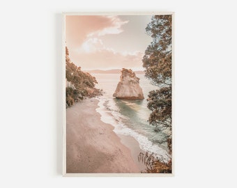 Sunset Beach, New Zealand Wall Art, Coastal Landscape, Pastel Wall Art, Boho Wall Art, Seaside Photo, Printable Art