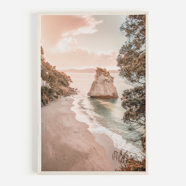 Sunset Beach, New Zealand Wall Art, Coastal Landscape, Pastel Wall Art, Boho Wall Art, Seaside Photo, Printable Art