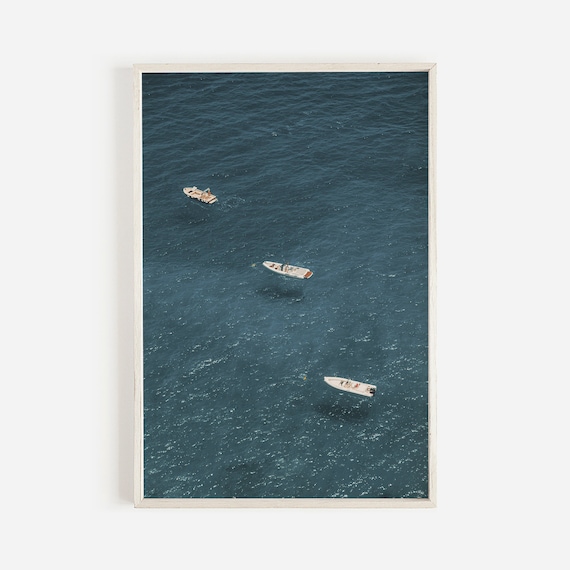 Mediterranean Boat Print, Positano Wall Art, Italy Printable, Amalfi Coast Photography, Fisherman Digital Art, Aerial Positano Photo
