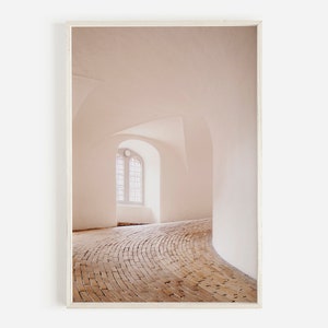 Round Tower Architecture, Neutral Wall Art, Minimalist Decor, Architecture Photography, Round Tower in Copenhagen, Neutral Minimal Print