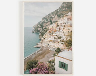 Positano Beach Printable, Amalfi Coast Wall Art, Vintage Italy Wall Art, Positano Photography, Italian Riviera Print, Mediterranean Poster