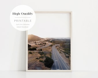 Road Trip Print, Travel Poster, Midwest Scenery, Highways, Aerial Road Photography, Road Trip Wall Art, Summer Road Trip Photo, Neutral Art