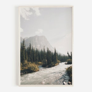 Mountain Creek Wall Art, Montana Landscape, Mountain Forest, Evergreen Trees Print, Misty Mountain Range, Western Decor