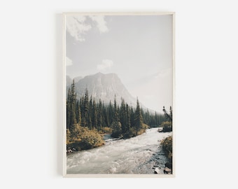 Mountain Creek Wall Art, Montana Landscape, Mountain Forest, Evergreen Trees Print, Misty Mountain Range, Western Decor