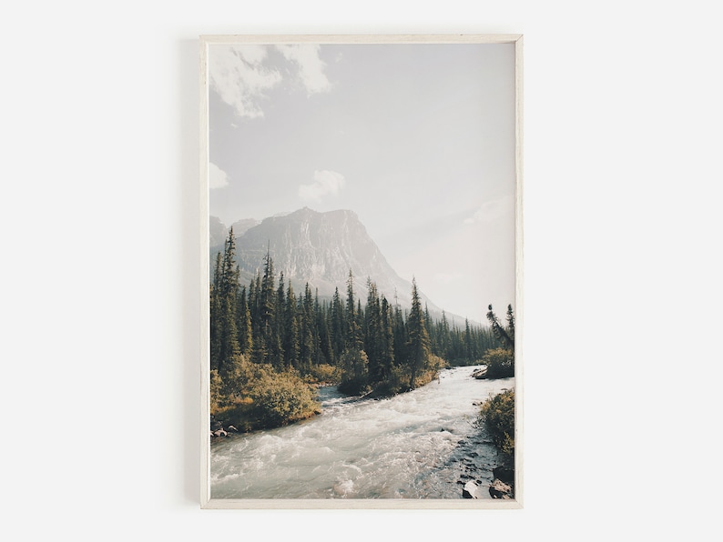 Mountain Creek Wall Art, Montana Landscape, Mountain Forest, Evergreen Trees Print, Misty Mountain Range, Western Decor image 1