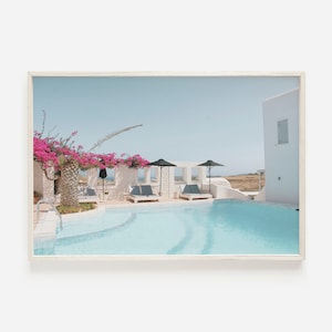 Rhodes Greece Print, Greece Digital Art, Travel Poster, Poolside in Greece, Greek Island Life, Greek Pool Print, Rhodes Photography Print