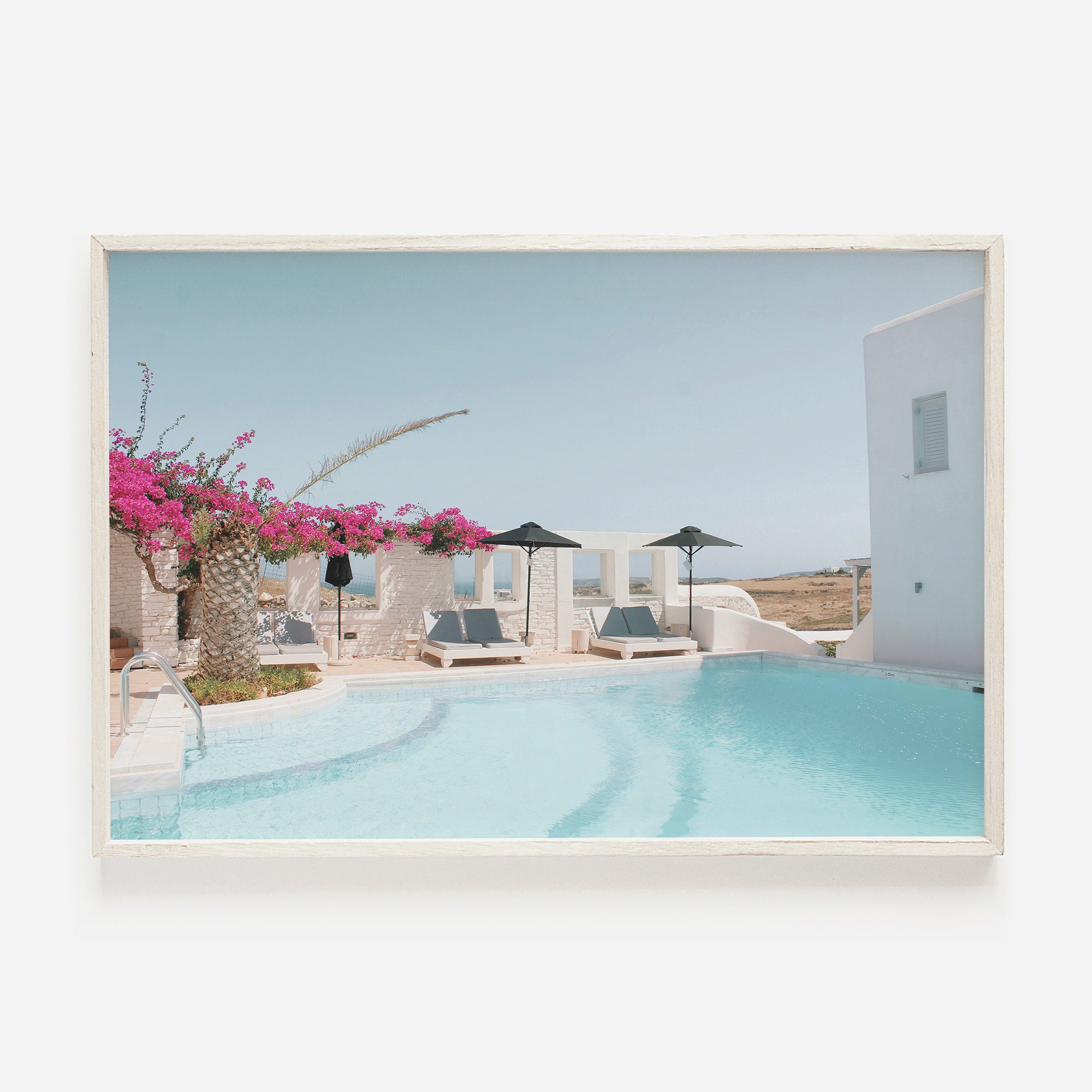 Rhodes Greece Print, Greece Digital Art, Travel Poster, Poolside in Greece, Greek Island Life, Greek Pool Print, Rhodes Photography Print