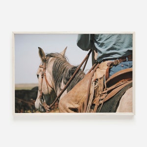 Cowboy on Horse Print, Cowboy Wall Art, Western Decor, Desert Horse Photo, Southwestern Print, Farmhouse Poster