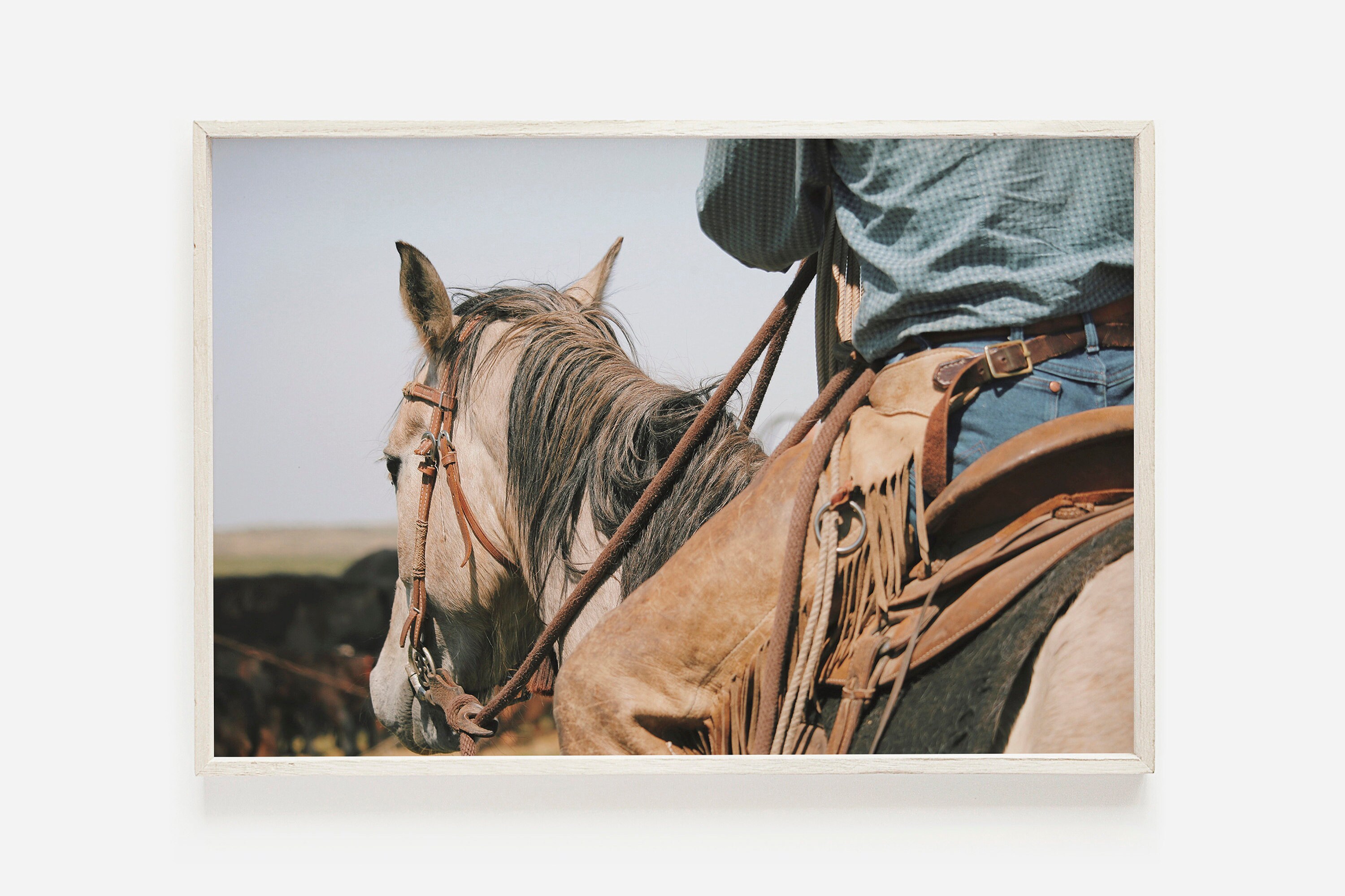 Cowboy on Horse Print Cowboy Wall Art Western Decor Desert Etsy