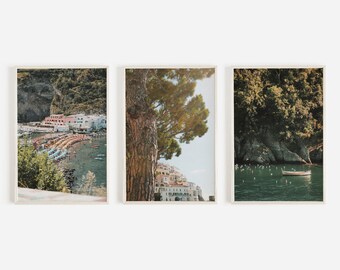 Positano Print Set of 3 Prints, Italy Beach Prints, Amalfi Wall Art, Coastal Italian Summer Posters, 3 Piece Print Set, Italy Printable Art