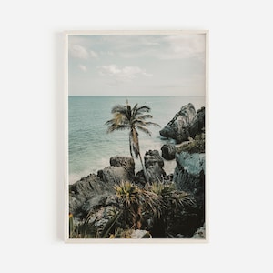 Verano en Tulum Wall Art, Impresión de playa tropical, Cartel del océano tranquilo, Vacaciones en México, Fotografía de Tulum, Arte digital de escapada tropical