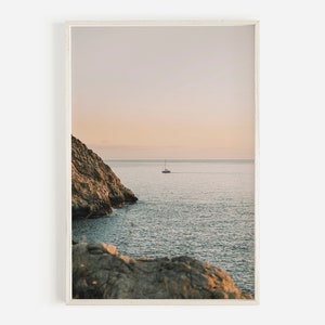 Beach Print, Pastel Sunset Art, Coastal Beach Print, Beach Print Download, Sunset Beach Art, Ocean Waves, Pastel Sky, Beach Sunset Wall Art