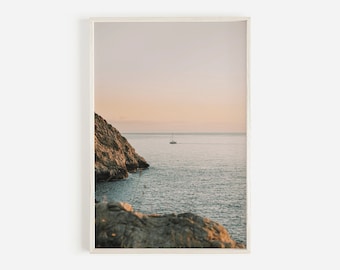 Beach Print, Pastel Sunset Art, Coastal Beach Print, Beach Print Download, Sunset Beach Art, Ocean Waves, Pastel Sky, Beach Sunset Wall Art