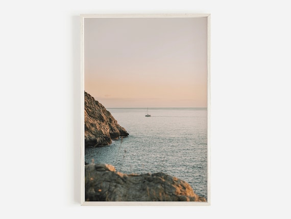 Beach Print, Pastel Sunset Art, Coastal Beach Print, Beach Print Download, Sunset Beach Art, Ocean Waves, Pastel Sky, Beach Sunset Wall Art