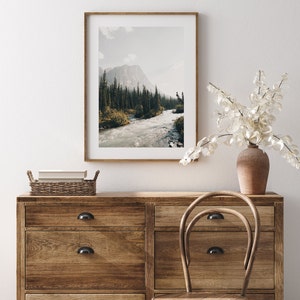 Mountain Creek Wall Art, Montana Landscape, Mountain Forest, Evergreen Trees Print, Misty Mountain Range, Western Decor image 3