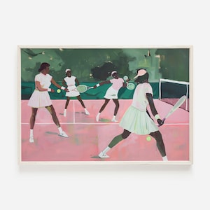Vintage Tennis Match Print, Pink Aesthetics, Girly Athletics Poster, Pink Tennis Decor, Retro Tennis Printable, Pink Tennis Court Printable