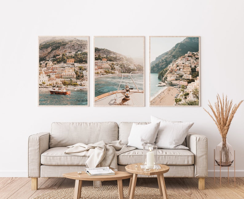 Positano Italy Prints, Amalfi Print Set, Set of 3 Prints, Amalfi Coast Wall Art, Positano Printable, Italy Poster Set, Boho Decor, 3 Prints image 7