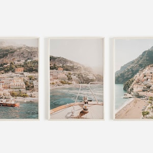 Set of 3 whimsical prints of warm summer scenes on the Amalfi Coast in Positano, Italy.  All 3 prints will bring any boho living space to life.  These are instantly downloadable, digital prints.