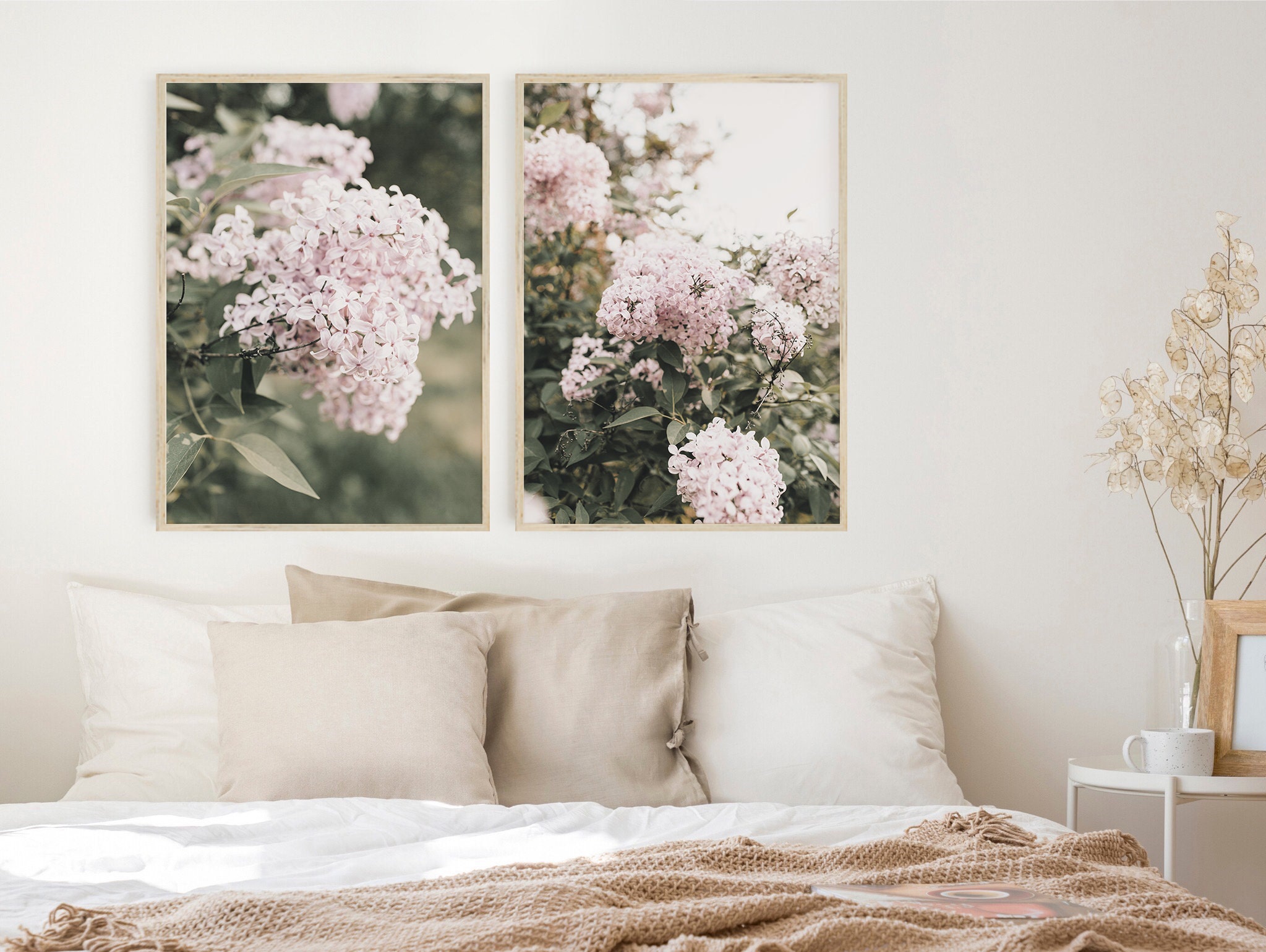 Hydrangea Print Set Pastel Floral Wall Art Set of 2 Prints - Etsy