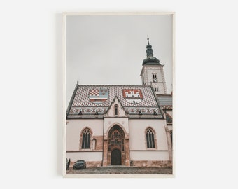 St Marks Church Print, Zagreb Wall Art, Roman Wall Art, Croatia Cathedral, Downloadable Print, Printable Art