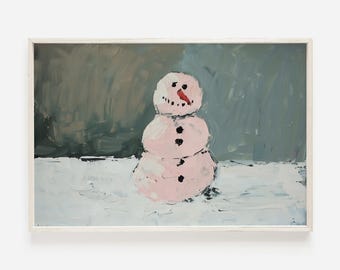Pink Snowman Digital Art, Girly Christmas Printable, Do You Want To Build A Snowman, Pink Snowman Decor, Holiday Wall Art, Girly Xmas Print