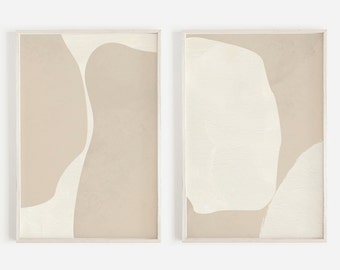 Modern Abstract Shapes Print, Set of 2 Prints, Abstract Print, Living Room Decor, Set of 2 Wall Art, Modern Abstract Art, Printable Art