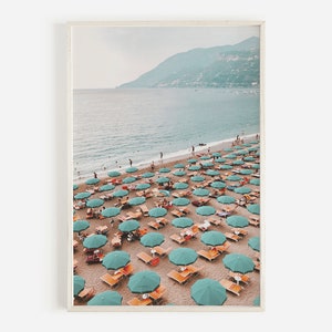 Summer Beach Print, Aerial Beach View, Beach Umbrella Photo, Italian Beach Print, Beach Wall Art, Italy Beach Photo, Digital Download
