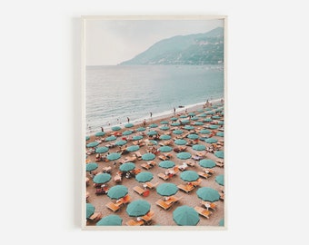 Summer Beach Print, Aerial Beach View, Beach Umbrella Photo, Italian Beach Print, Beach Wall Art, Italy Beach Photo, Digital Download