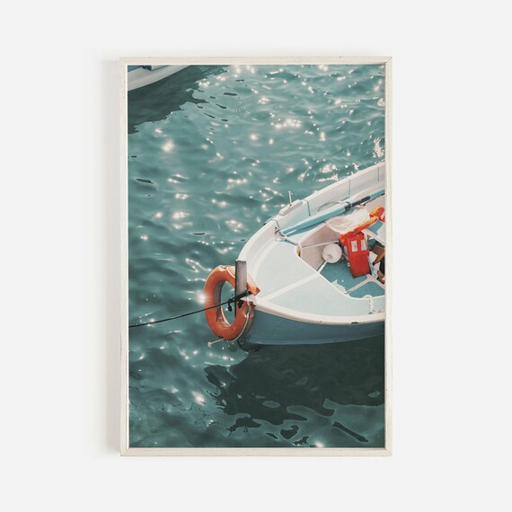 Italy Fishing Boat Print, Italian Riviera Printable, Mediterranean Sea Boat Decor, Amalfi Coast Fishing Poster, Positano Fishing Village Art