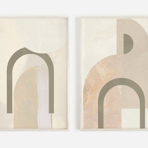 Textured Abstract Print Set, Set of 2 Prints, Modern Wall Art, Neutral Art, Mid Century Modern Art, Abstract Wall Art, Downloadable Prints