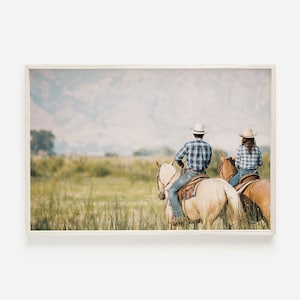 Cowboy Wall Art, Western Landscape, Rustic Home Decor, Farmhouse Poster, Horse Printable, Cowgirl Print, Southwestern Art