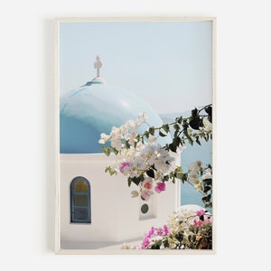 Santorini Scenery Photo, Greece Island Print, Coastal Wall Art, Greece Digital Print, Santorini Architecture, Greek Church Photo