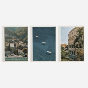 Amalfi Coast Print Set of 3, Views From Italy, Travel Photography, Mediterranean Posters, Italy Wall Art, Warm Positano Print Set