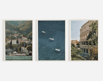 Amalfi Coast Print Set of 3, Views From Italy, Travel Photography, Mediterranean Posters, Italy Wall Art, Warm Positano Print Set