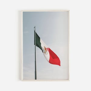 Impresión de la bandera nacional de México, fotografía de la bandera, arte de la pared de México, cartel de la bandera de México, arte imprimible de la bandera de México, impresión de la herencia mexicana