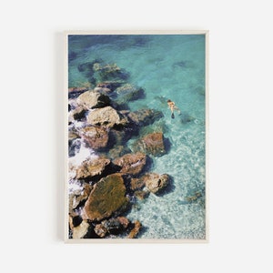 Aerial Sardinia Beach Print, Italy Beach Printable, Beach Photography, Italy Wall Art, Sardinia Scuba Diver Photo, Downloadable Print