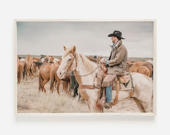 Cowboy Wall Art, Western Printable, Southwestern Decor, Farmhouse Print, Horseback Riding Print