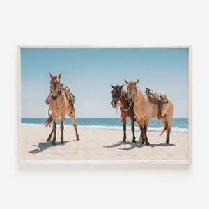 Horses On The Beach Wall Art, Coastal Cowgirl Printable, Western Aesthetic, Cabo San Lucas Poster, Mexico Horse Print, Coastal Cowgirl Art
