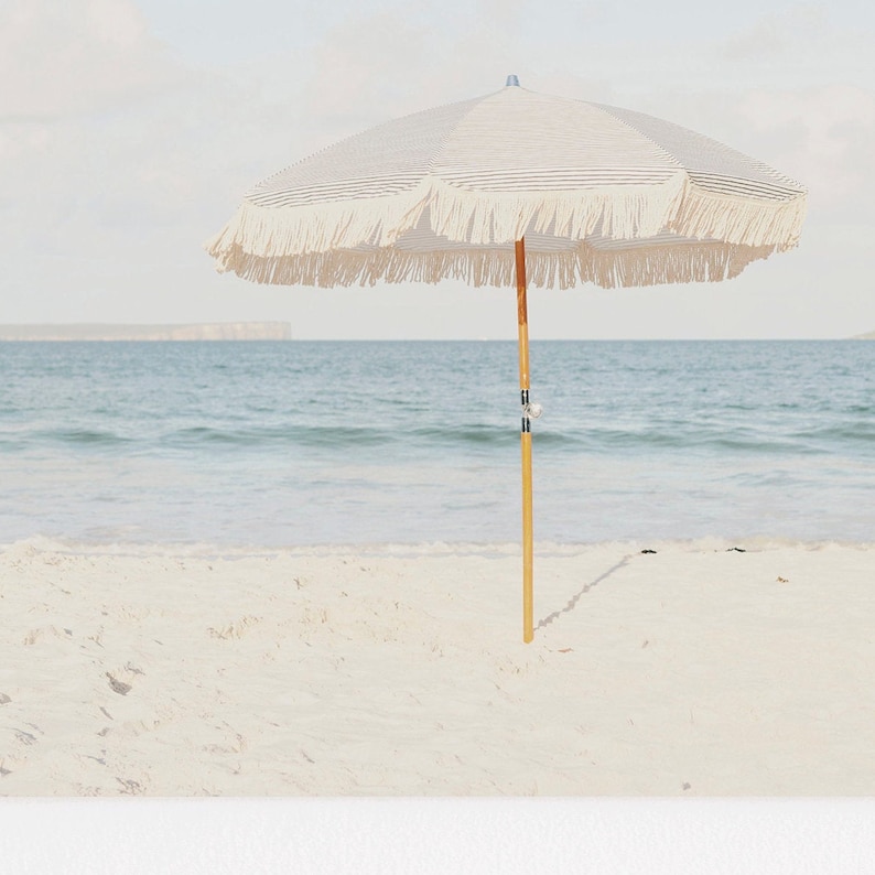 Beige Beach Umbrella Neutral Wall Art Beach Umbrella Etsy