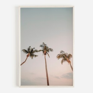 Pastel Beach Print, Palm Tree Print, Tropical Printable Art, Beach Photography, Coastal Wall Decor, Digital Download image 1