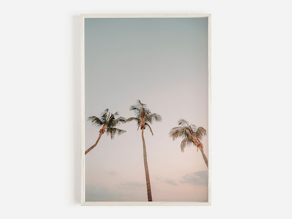 Pastel Beach Print, Palm Tree Print, Tropical Printable Art, Beach Photography, Coastal Wall Decor, Digital Download
