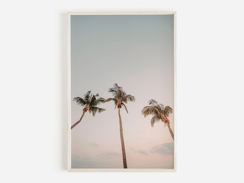 Pastel Beach Print, Palm Tree Print, Tropical Printable Art, Beach Photography, Coastal Wall Decor, Digital Download image 1