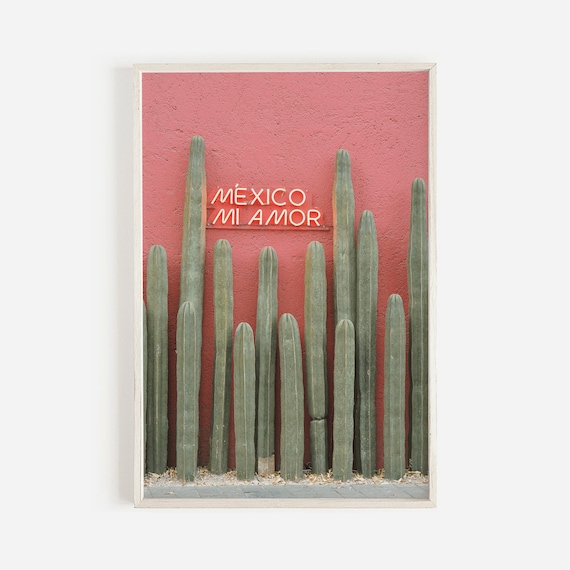 Mexico Mi Amor Wall Art, Cactus Sign Poster, My Love Mexico Print, Mexican Heritage, Southwest Decor, Mexican Restaurant Sign, I Love Mexico