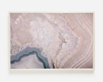 Agate Printable Art, Pastel Geode Photo, Boho Wall Art, Pink Geode Print, Gemstone Print, Downloadable Print, Printable Art