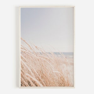 Pastel Pampas Print, Wheat Field Wall Art, Beach Wall Art, Pampas Printable, Large Wall Art, Beach Landscape, Downloadable Print