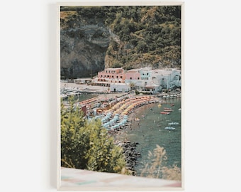 Sommer Strand Druck, Positano Strand Poster, Positano Wandkunst, Sonnenschirm Druck, Verstecktes Italien Strand Poster, herunterladbarer Druck