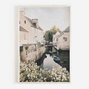Bayeux Wall Art, French Country Decor, Normandy Print, France Wall Art, Cityscape River, French Aesthetic