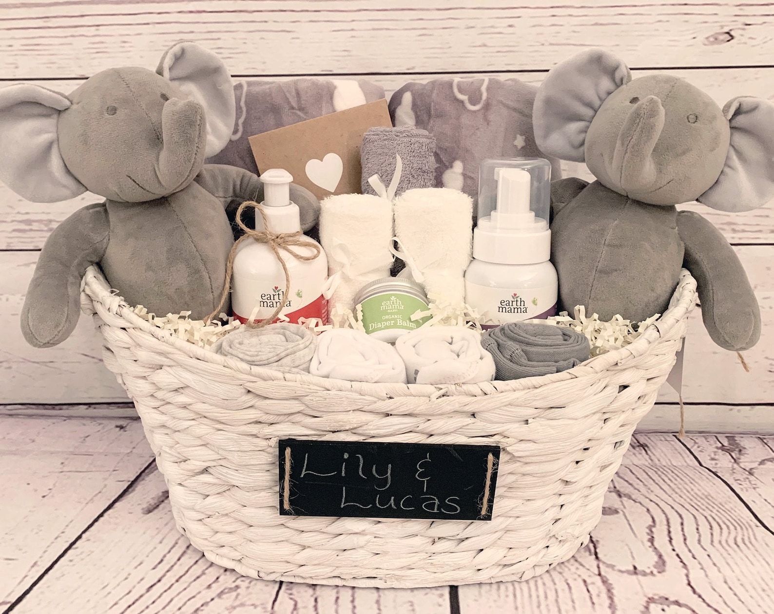 Organic Twins Baby Gift Basket Personalize Name Gender - Etsy